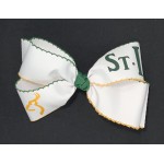 St. Ignatius (White) / Forest Green-Yellow Gold Pico Stitch Bow -7 Inch